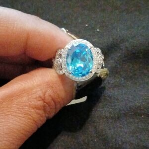 Elegant Blue and Sterling Silver Women's Ring